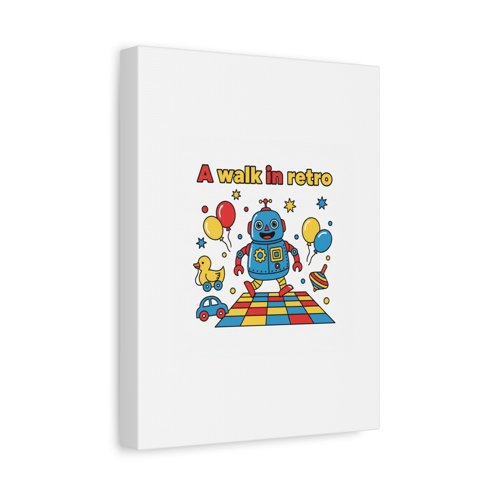Retro Toy Robot Canvas | Throwback Kid, Primary Color Nostalgia