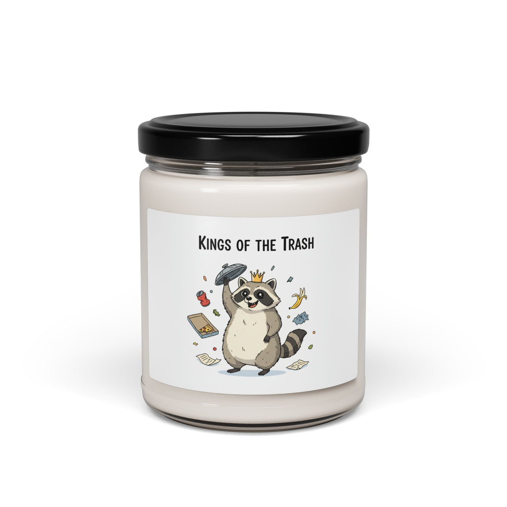 Kings of the Trash Raccoon Candle, soy jar | trash panda, doodle art