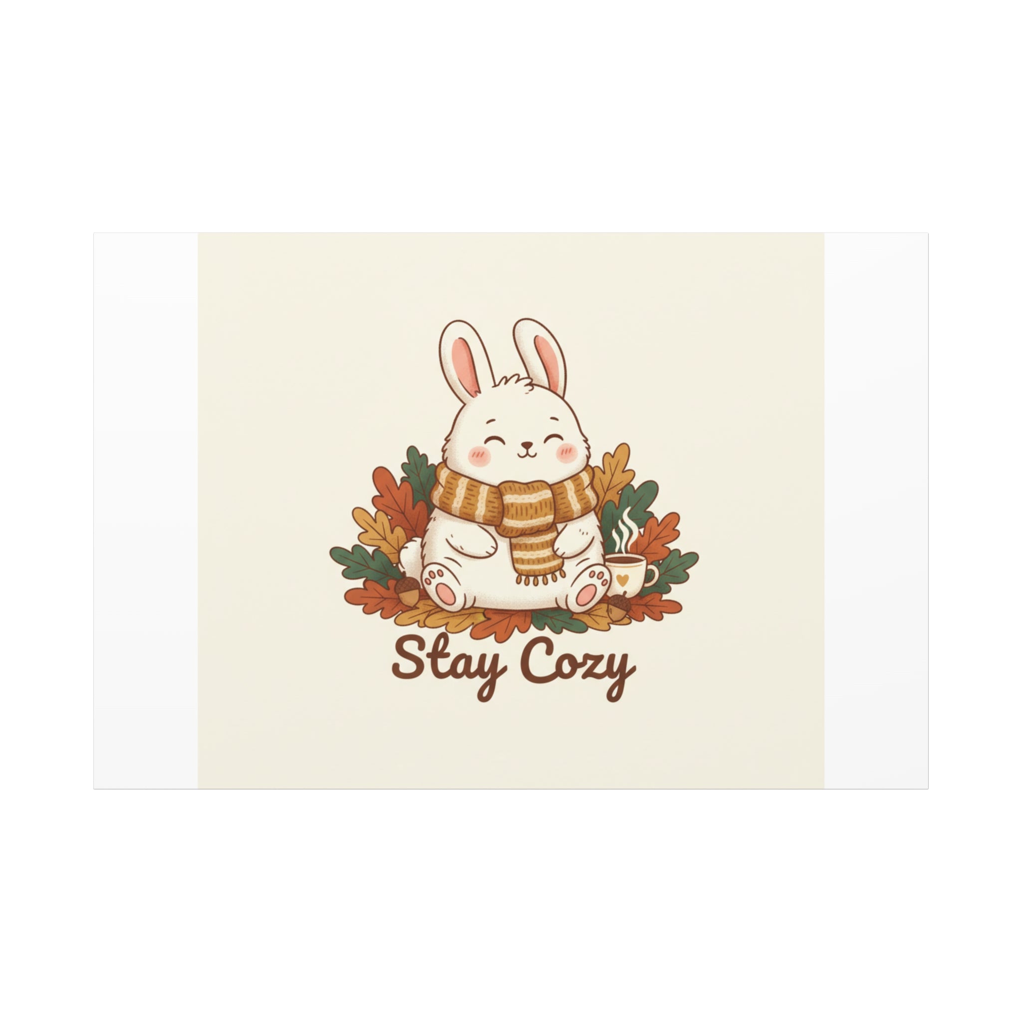 Cozy Bunny Illustration Canvas | Cute Critter Winter Forest Art