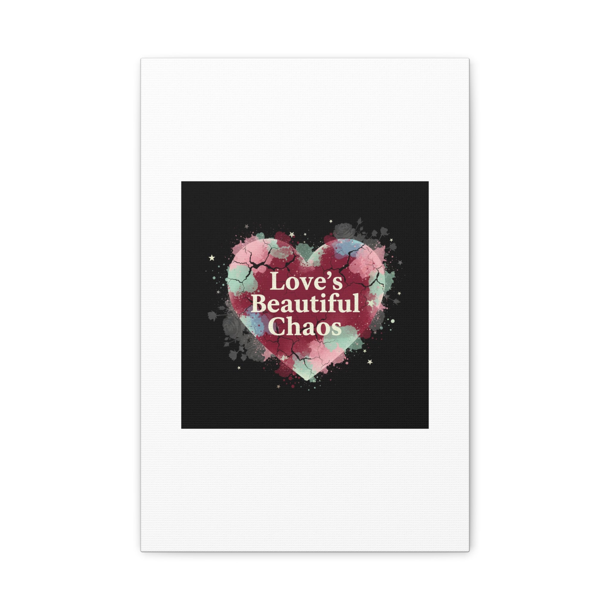 Love's Beautiful Chaos Canvas Print | Soft Grunge Hearts, Distressed Heart Art