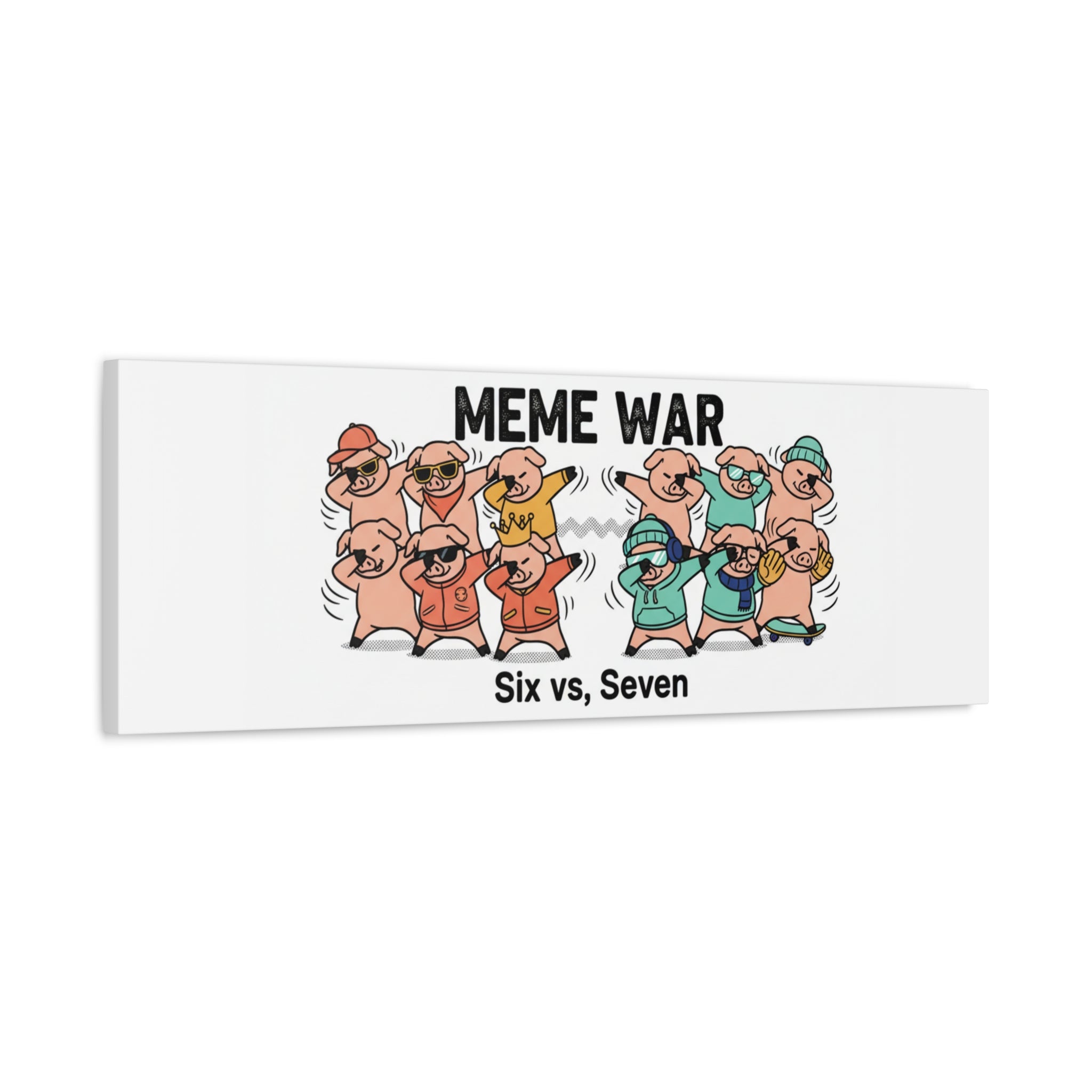 Meme War: Six vs. Seven Canvas Wall Art