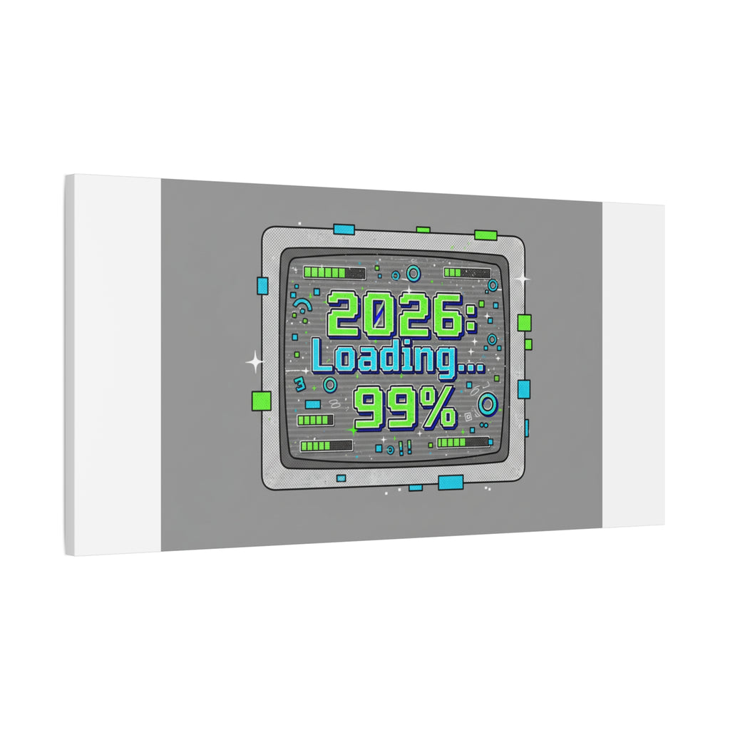 2026 Loading 99% Canvas | NYE countdown, retro system interface