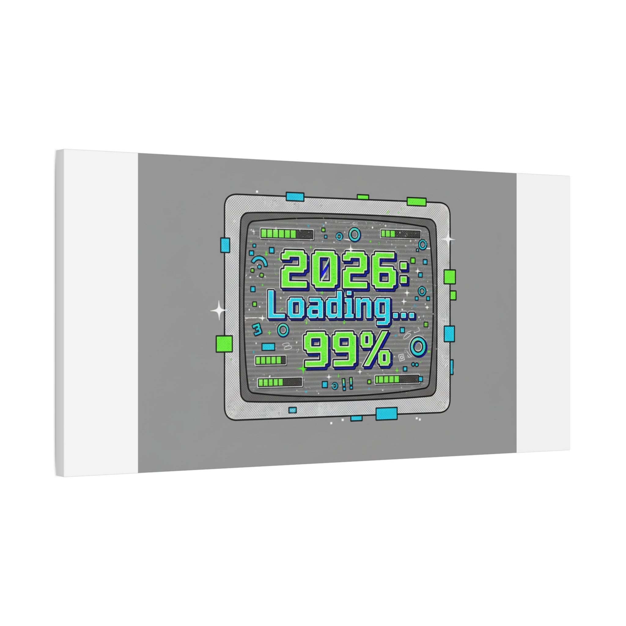 2026 Loading 99% Canvas | NYE countdown, retro system interface