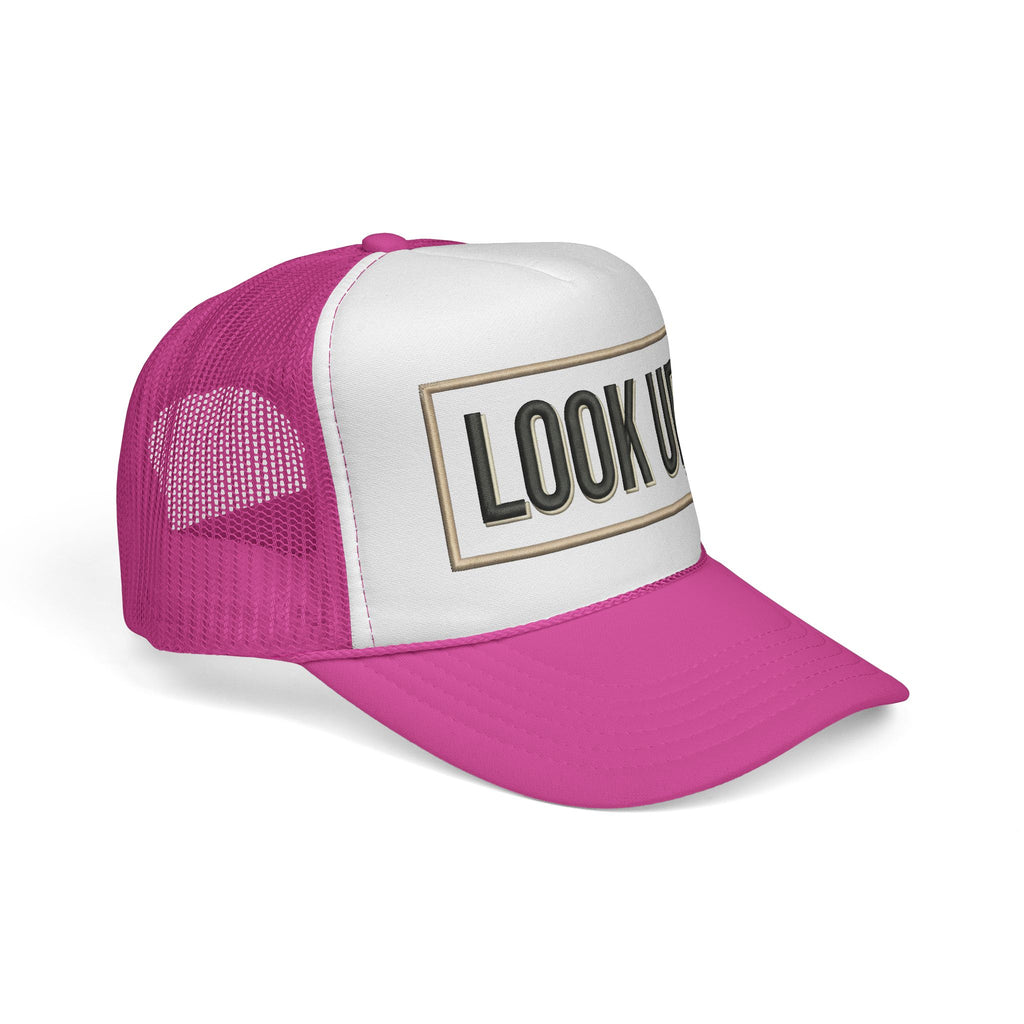 Look Up Trucker Cap — Embroidered Retro Patch Mesh Hat