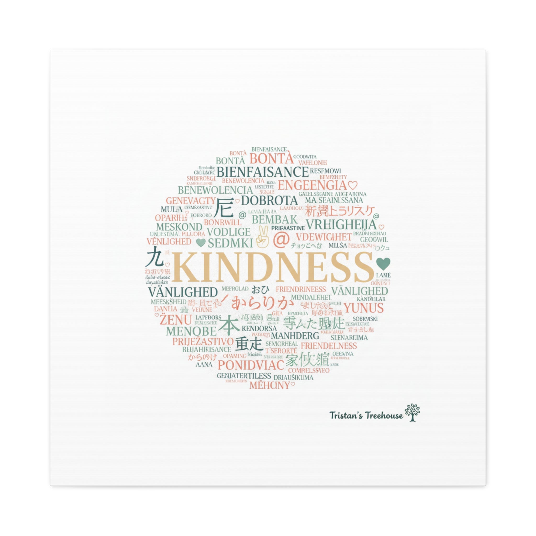 Kindness Word Cloud Canvas | Fresh Start Minimalist Wall Art