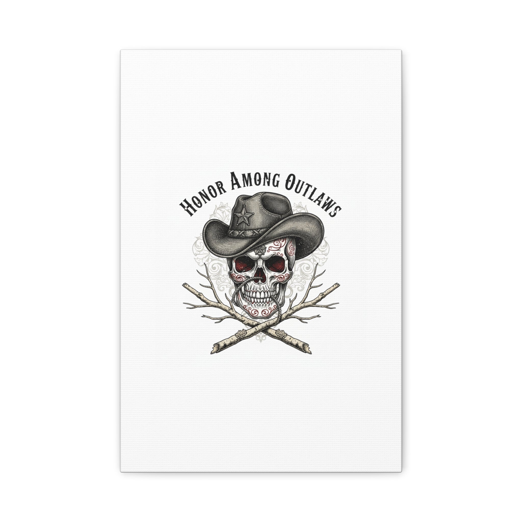 Honor Among Outlaws Canvas | Western Skull Art, Gothic Americana Desert Noir