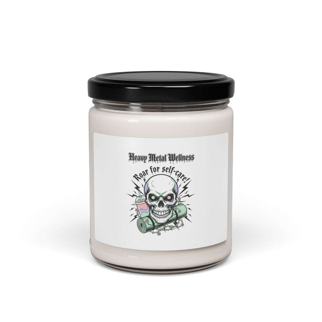 Heavy Metal Wellness Skull Candle | 9oz Scented Soy Candle, gothic wellness quote