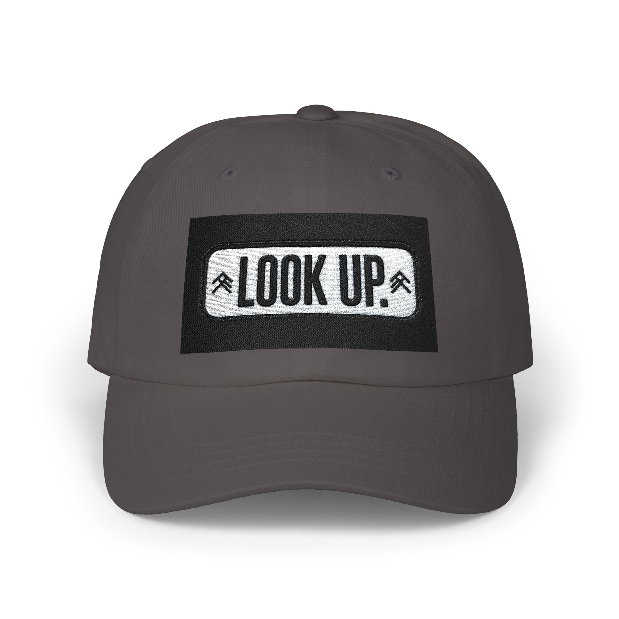 Look Up Embroidered Dad Cap — Minimalist White Baseball Hat