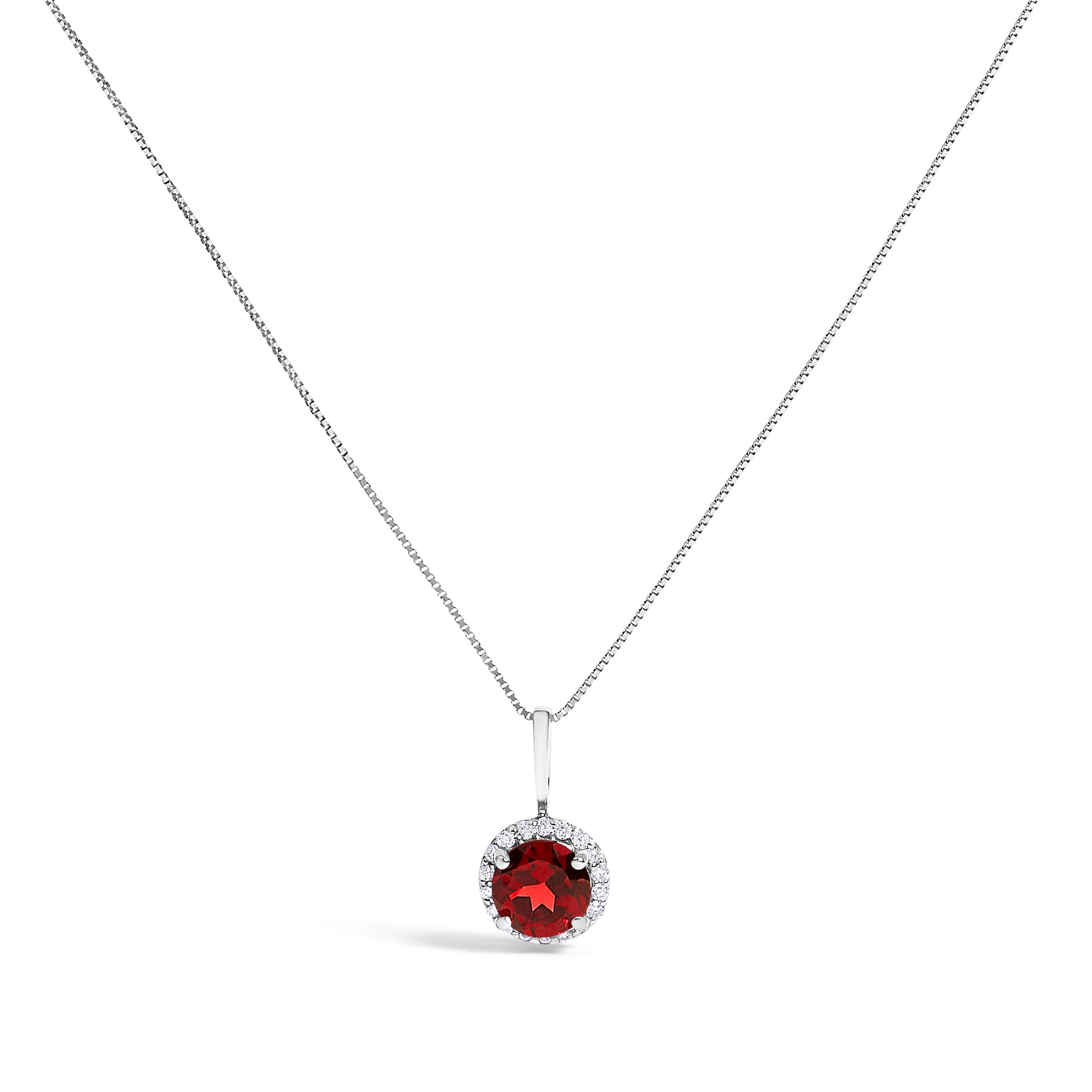 10K White Gold Purple Amethyst and 1/10 Cttw Diamond Accent Halo Pendant Necklace