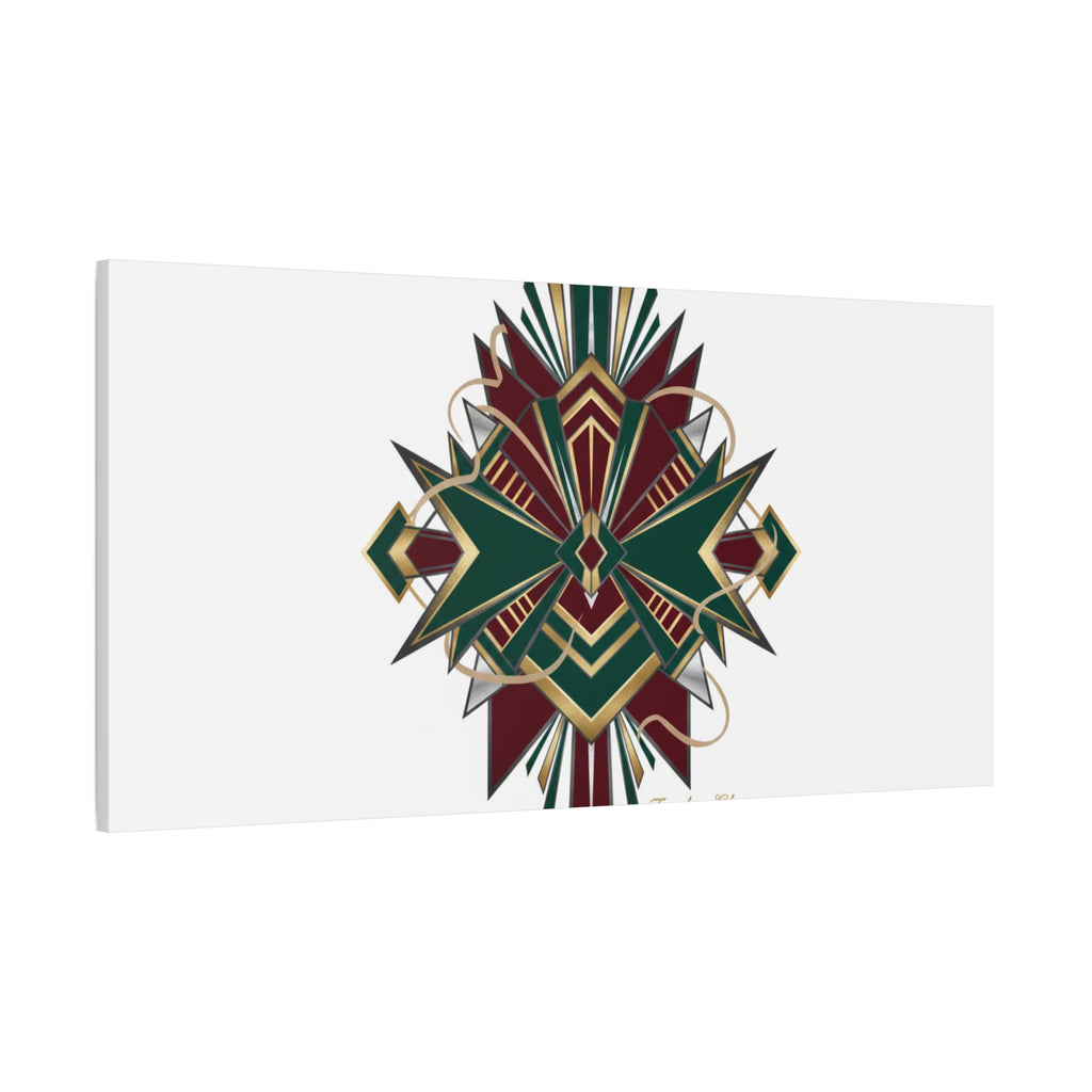 Art Deco geometric brass print Canvas | Neo-Deco chrome & gold fan motif