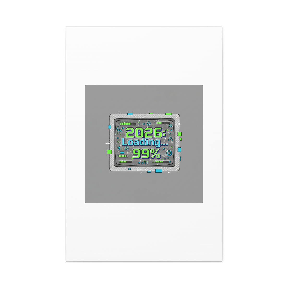 2026 Loading 99% Canvas | NYE countdown, retro system interface