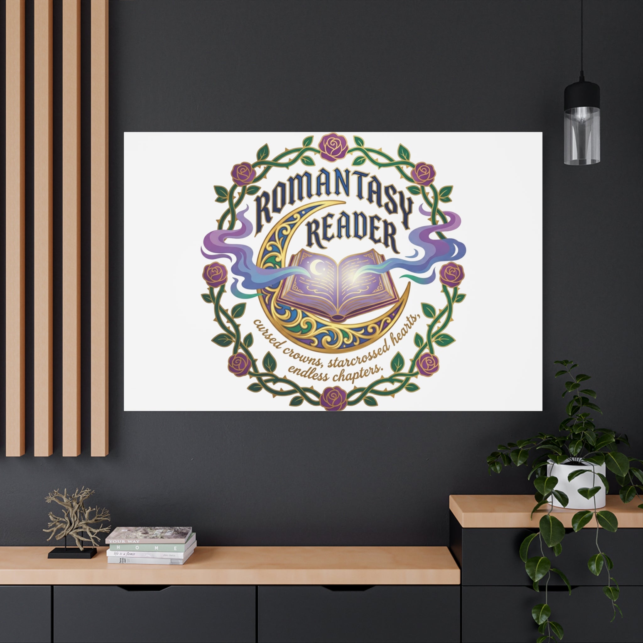 Romantasy Reader Canvas Print | enchanted bookish celestial gothic