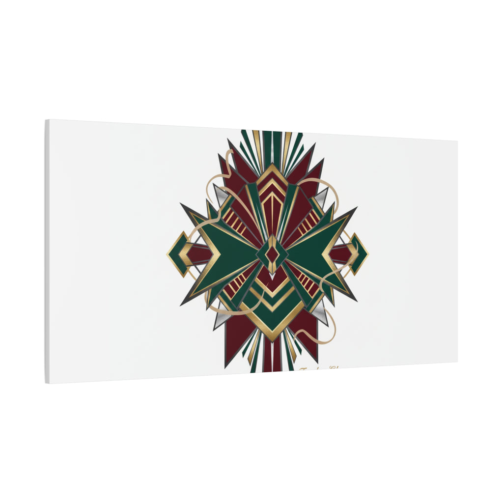 Art Deco geometric brass print Canvas | Neo-Deco chrome & gold fan motif