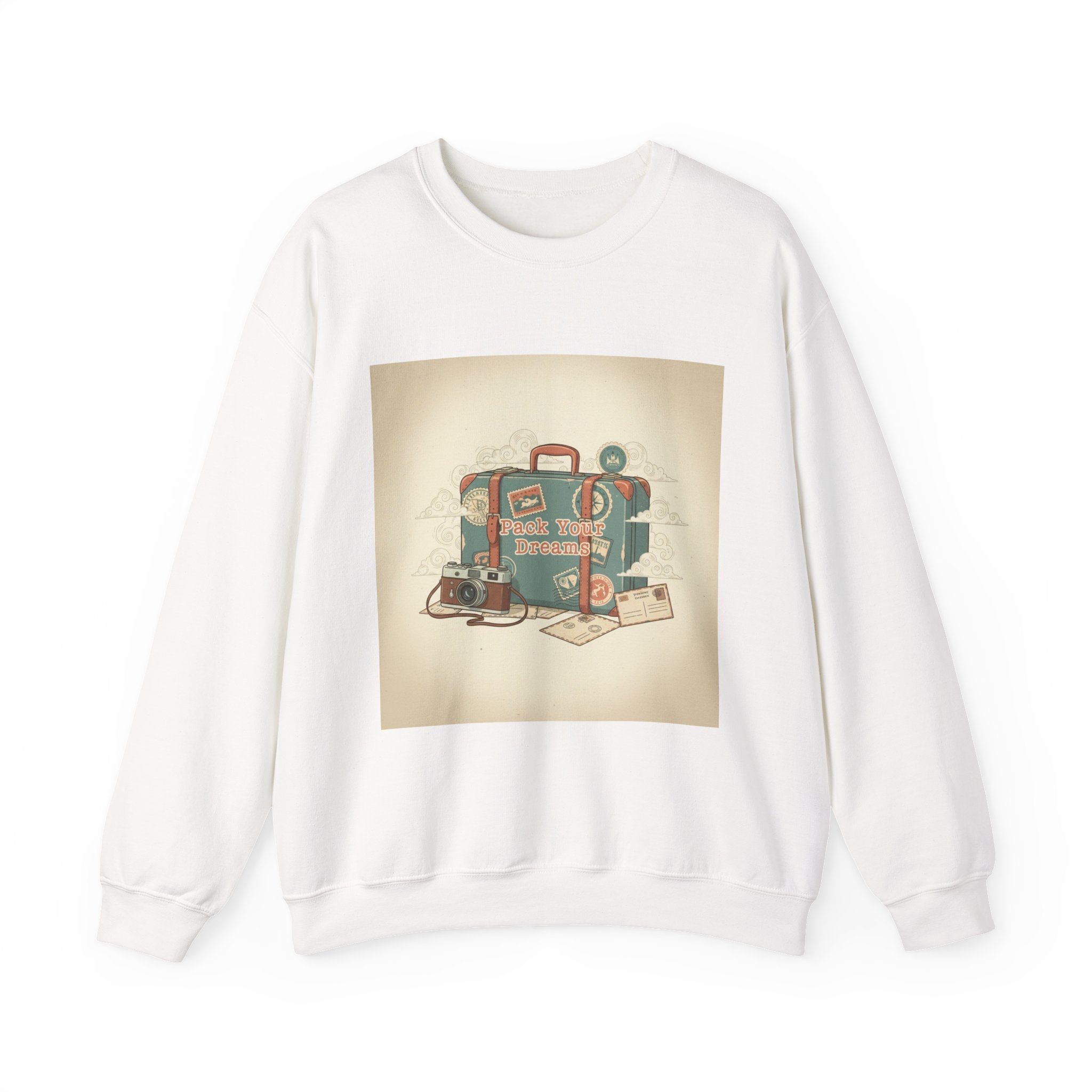 Vintage Passport Stamp Luggage Crewneck Sweatshirt | retro travel postcard, wanderlust design