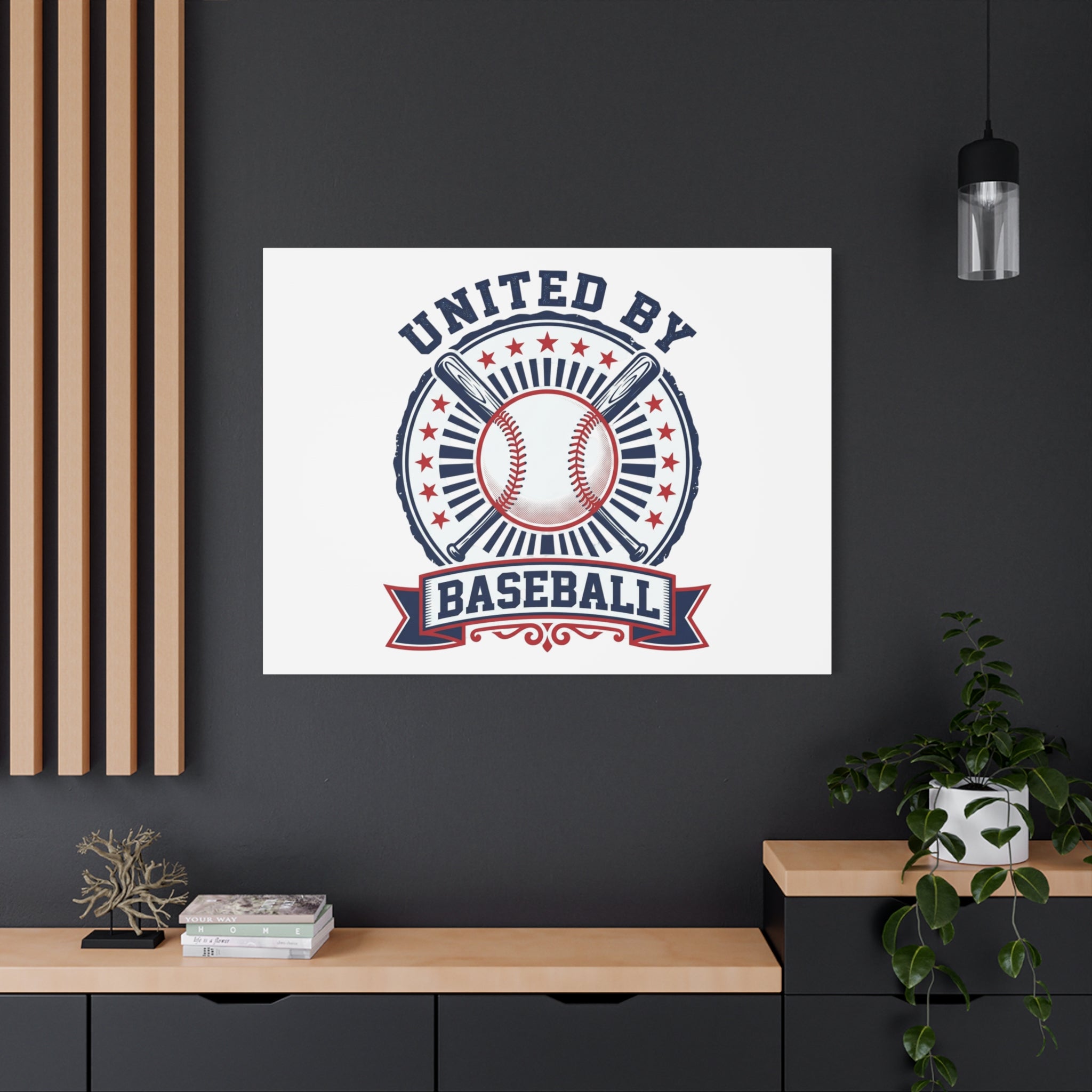 United by Baseball Canvas | Patriotic Baseball Graphic, Red White Blue Wall Art