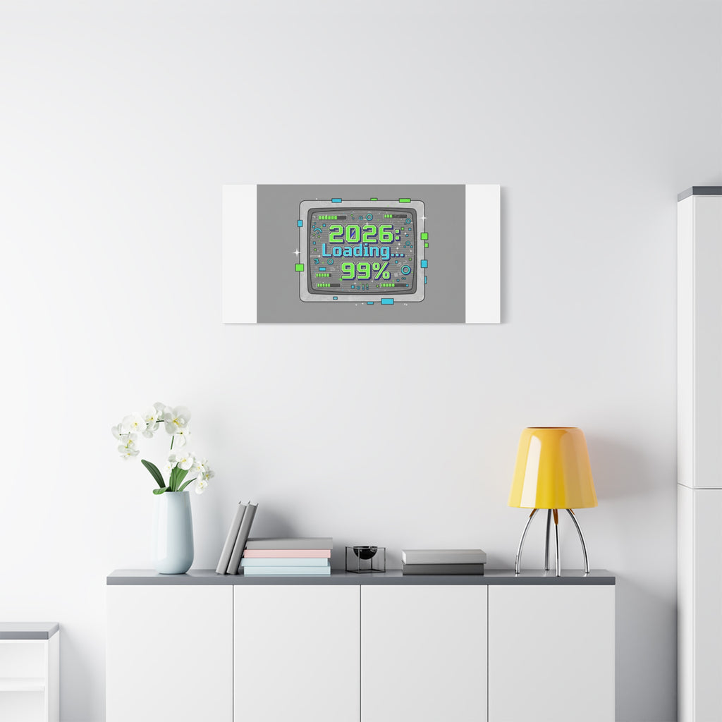 2026 Loading 99% Canvas | NYE countdown, retro system interface