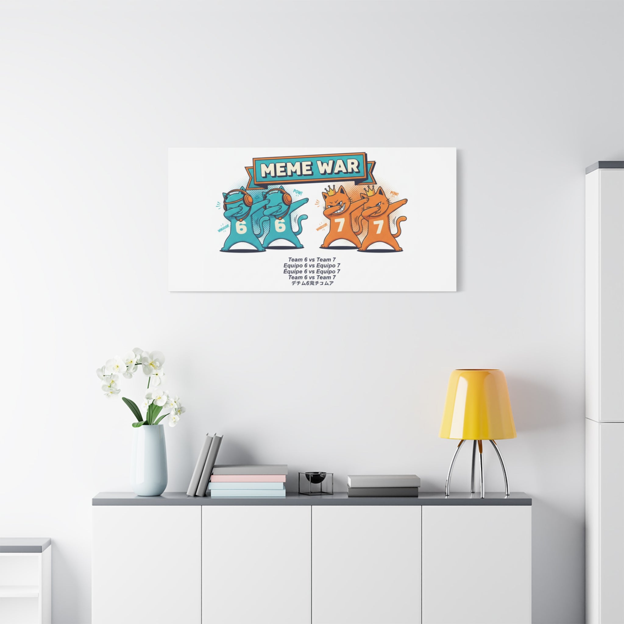 Meme War: Six vs. Seven Canvas Wall Art