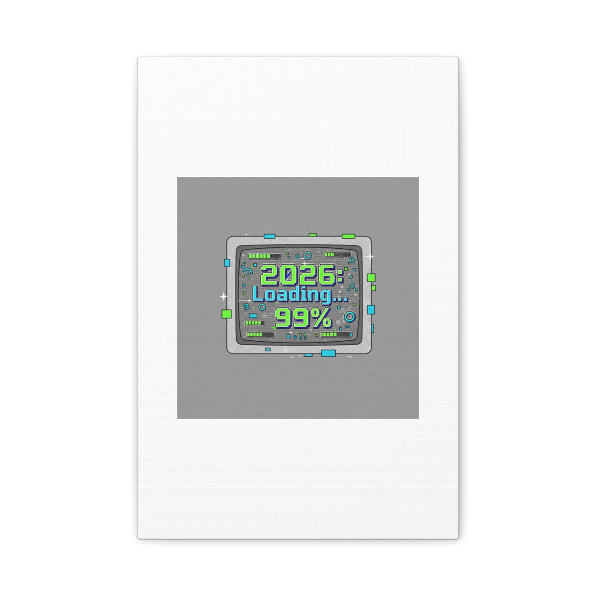 2026 Loading 99% Canvas | NYE countdown, retro system interface