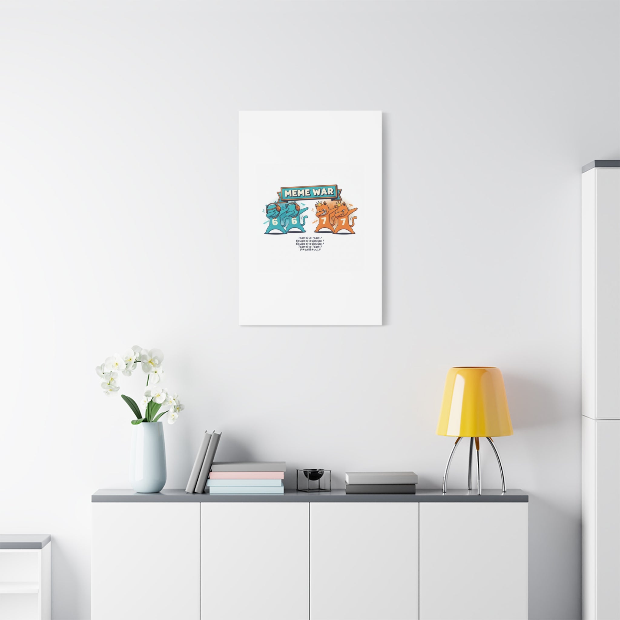 Meme War: Six vs. Seven Canvas Wall Art