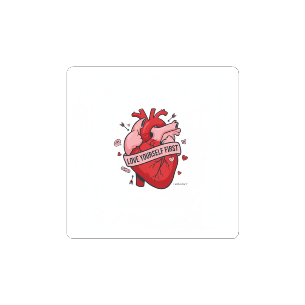 Love Yourself First Heart Sticker | anti‑Valentine, edgy heart design