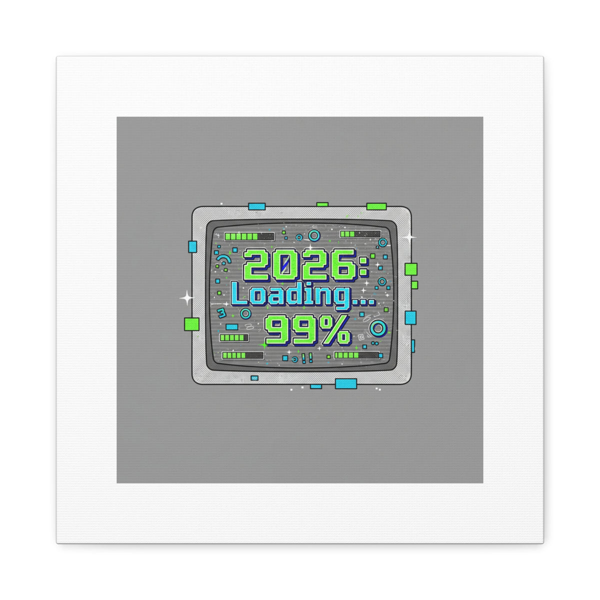 2026 Loading 99% Canvas | NYE countdown, retro system interface