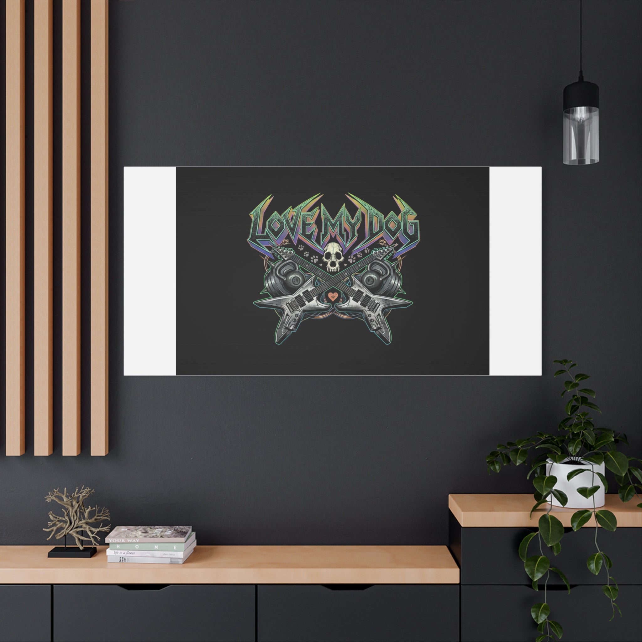 Love My Dog metal font Canvas | gothic wellness quote, edgy self-care merch