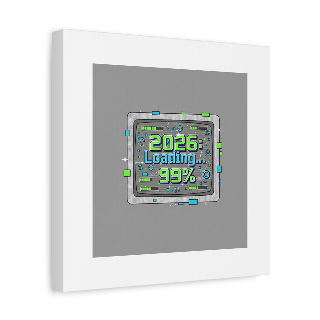 2026 Loading 99% Canvas | NYE countdown, retro system interface