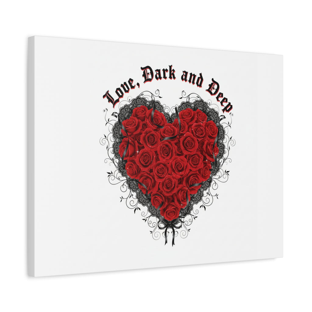 Love Dark and Deep Heart Canvas, Nu Romantic Gothic Romance, 80s Nostalgia