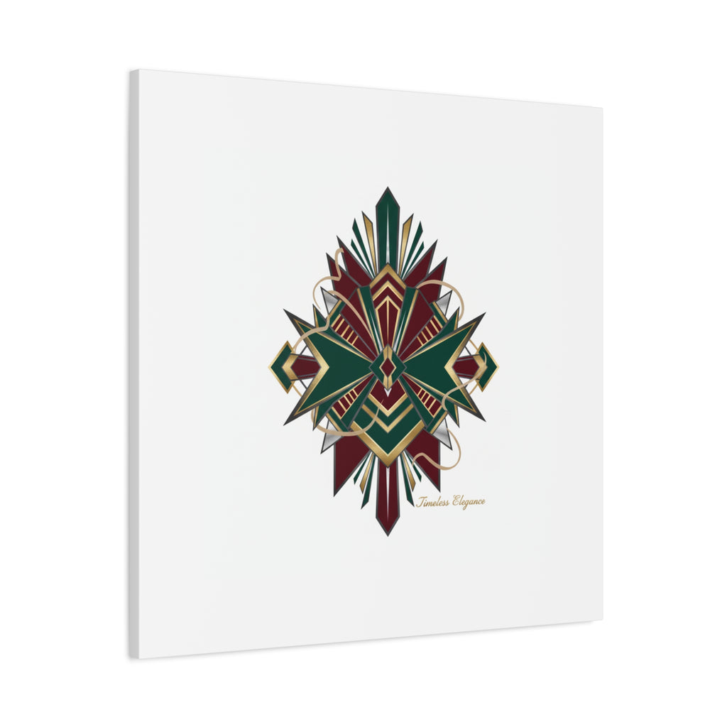 Art Deco geometric brass print Canvas | Neo-Deco chrome & gold fan motif