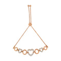 14K Rose Gold Plated .925 Sterling Silver Diamond Accent Circle and Heart Link Adjustable 6â€-10â€ Bolo Bracelet (I-J Color, I3 Clarity)