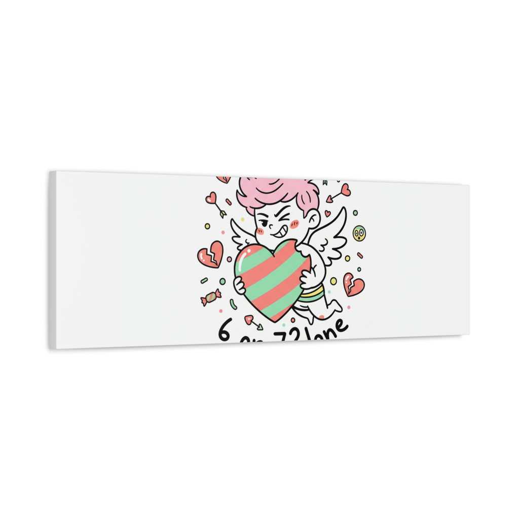 Weird Cupid heart illustration Canvas | Weird Valentine, quirky chaotic love