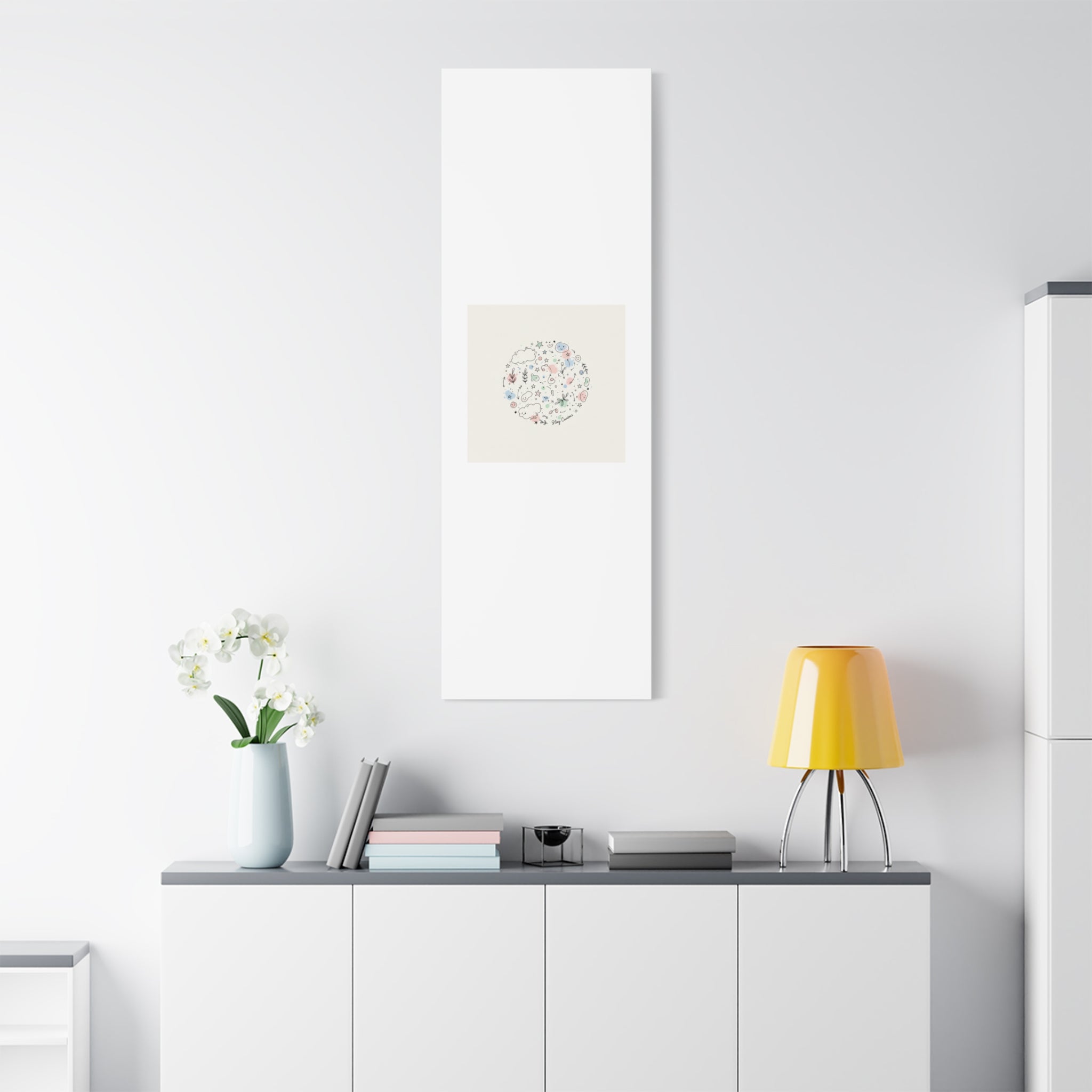 Doodle Circle Line Drawing Matte Canvas, Hand-Drawn Sketch Art