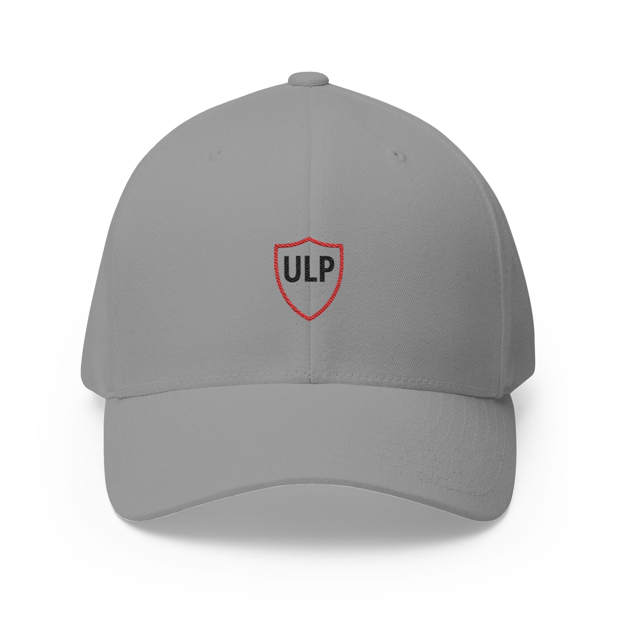 Embroidered 'ULP' Shield Cap — White Structured Baseball Hat