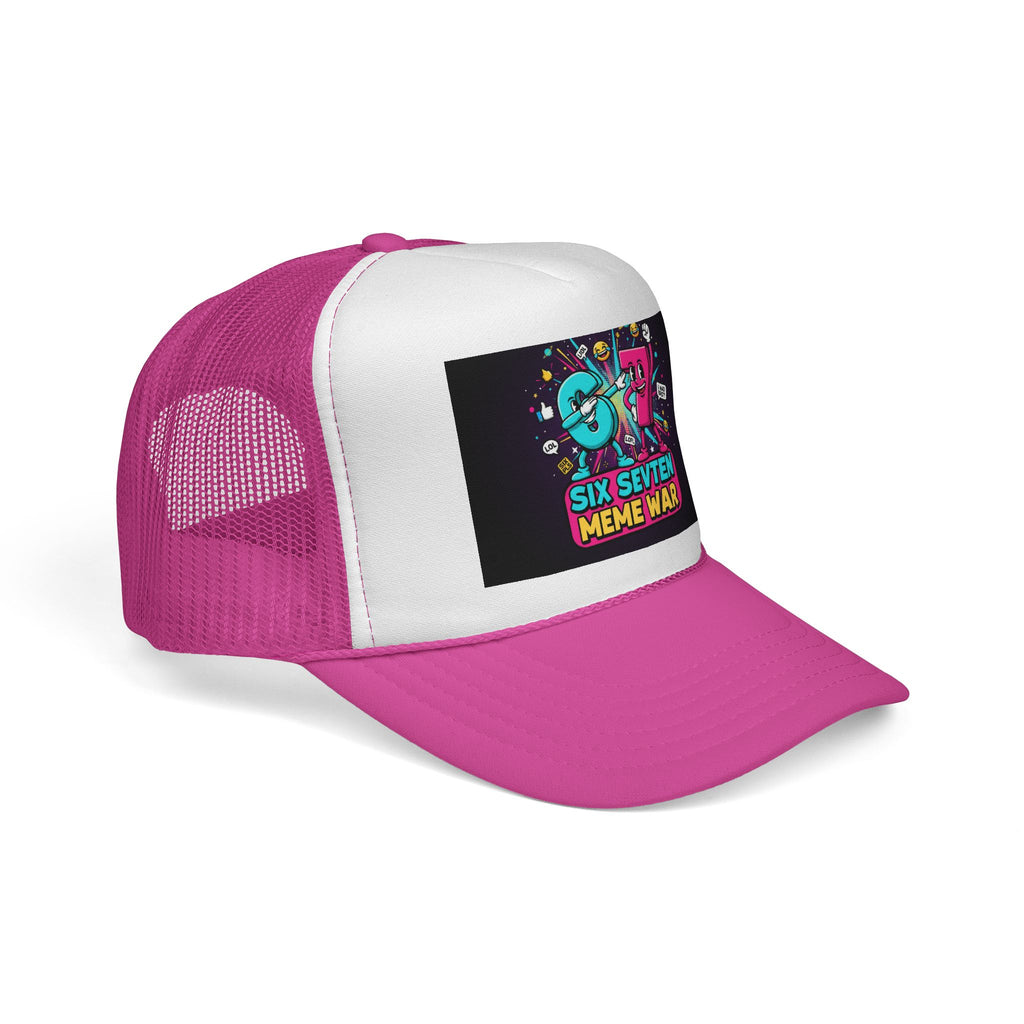 Trucker Cap - 'Six Seven Meme War' Colorful Retro Gaming Snapback