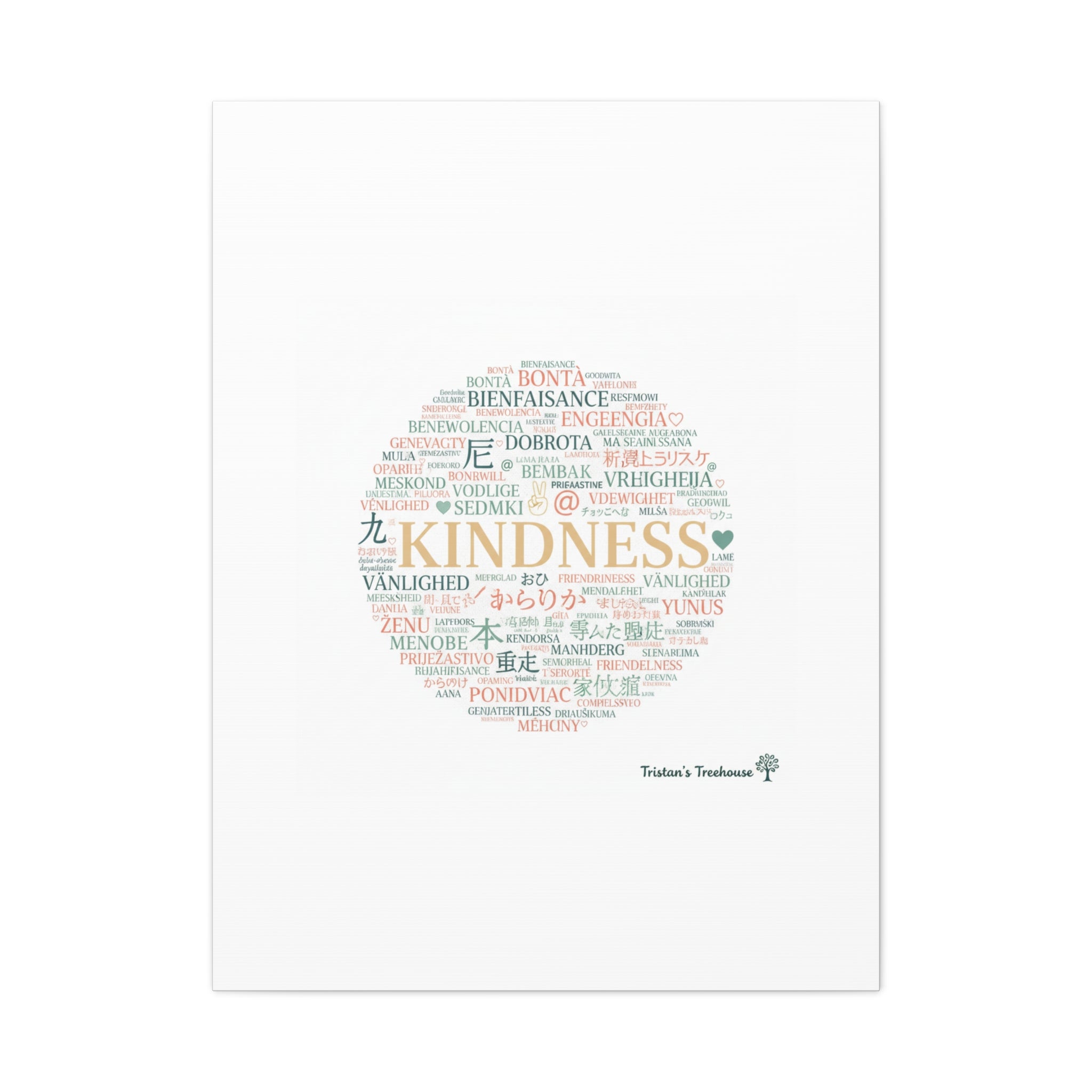 Kindness Word Cloud Canvas | Fresh Start Minimalist Wall Art