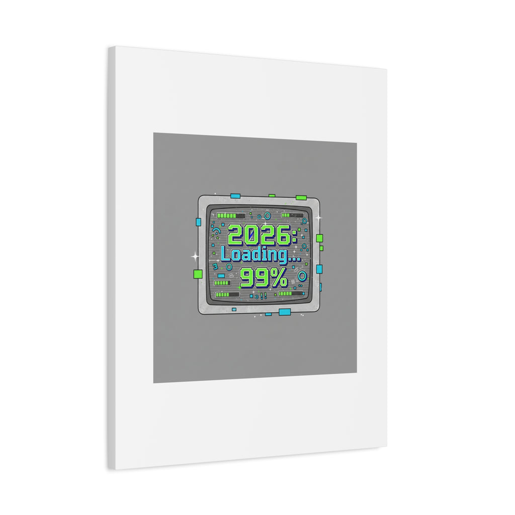 2026 Loading 99% Canvas | NYE countdown, retro system interface