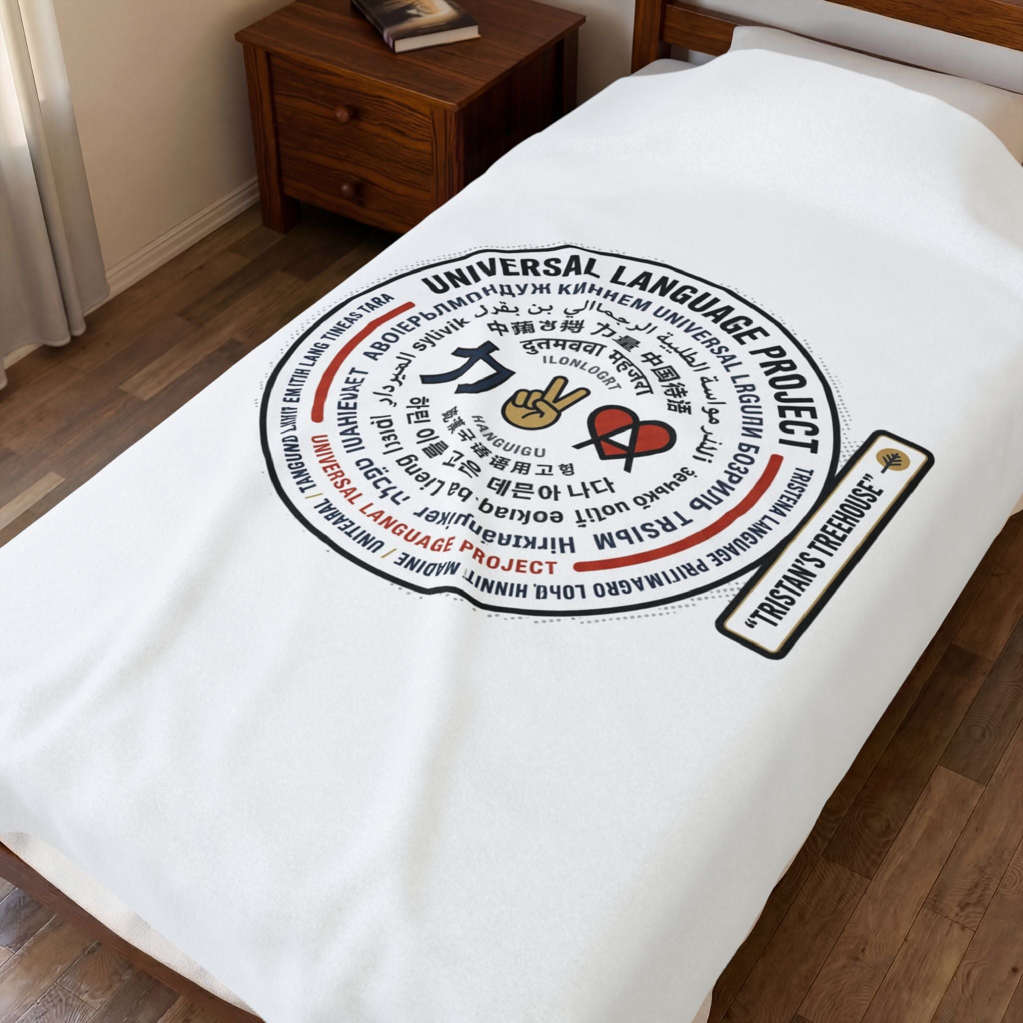 Velveteen Plush Blanket — "Universal [Love/Joy/Peace/Courage/Kindness]" Multi-Script Comfort Throw
