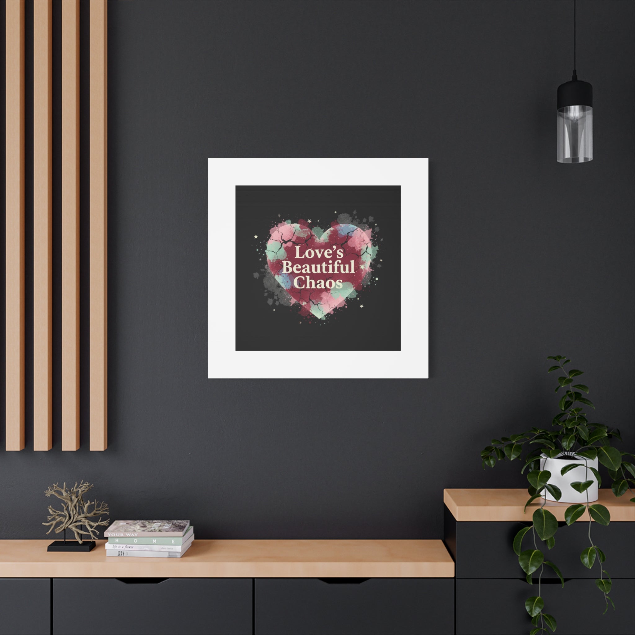 Love's Beautiful Chaos Canvas Print | Soft Grunge Hearts, Distressed Heart Art