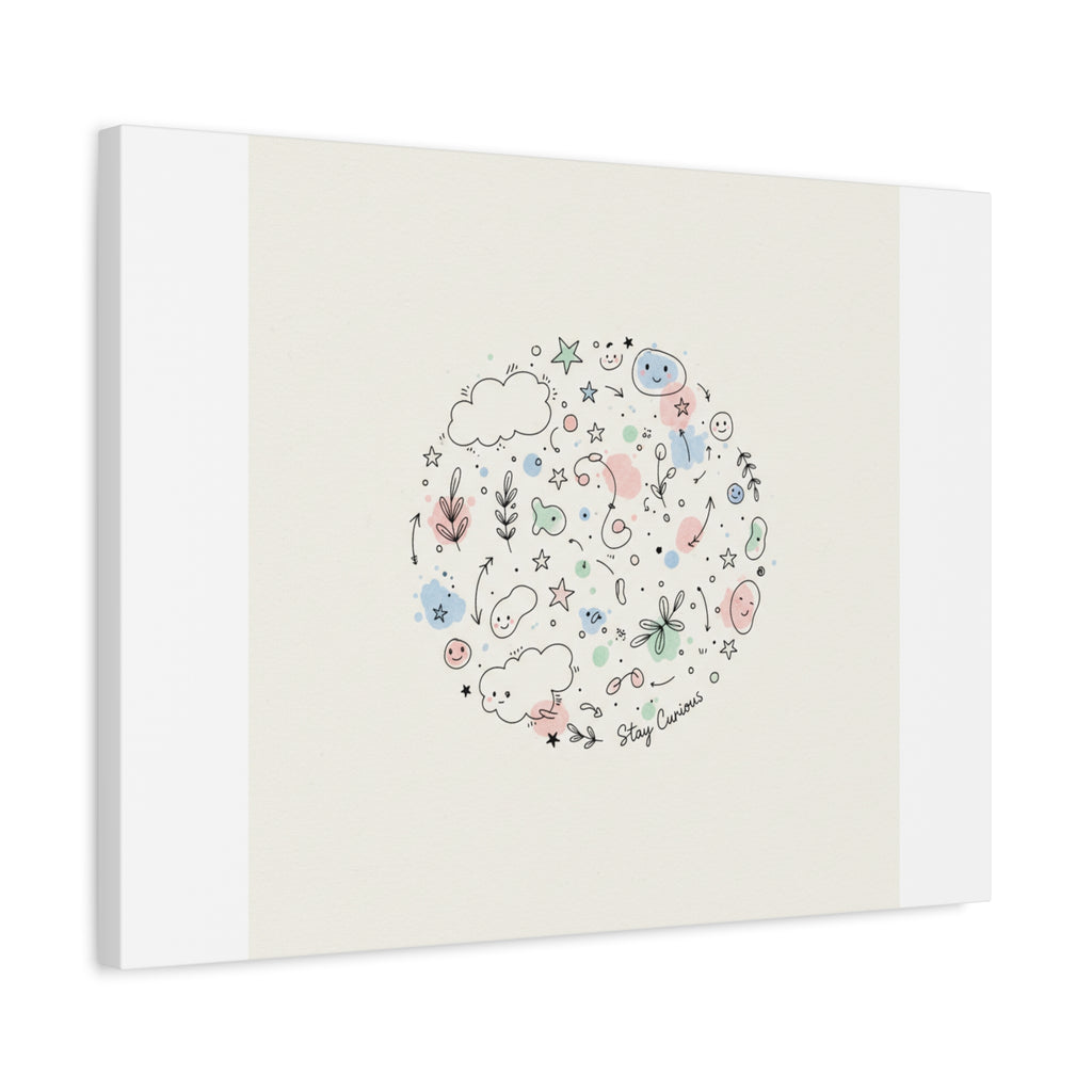 Doodle Circle Line Drawing Matte Canvas, Hand-Drawn Sketch Art