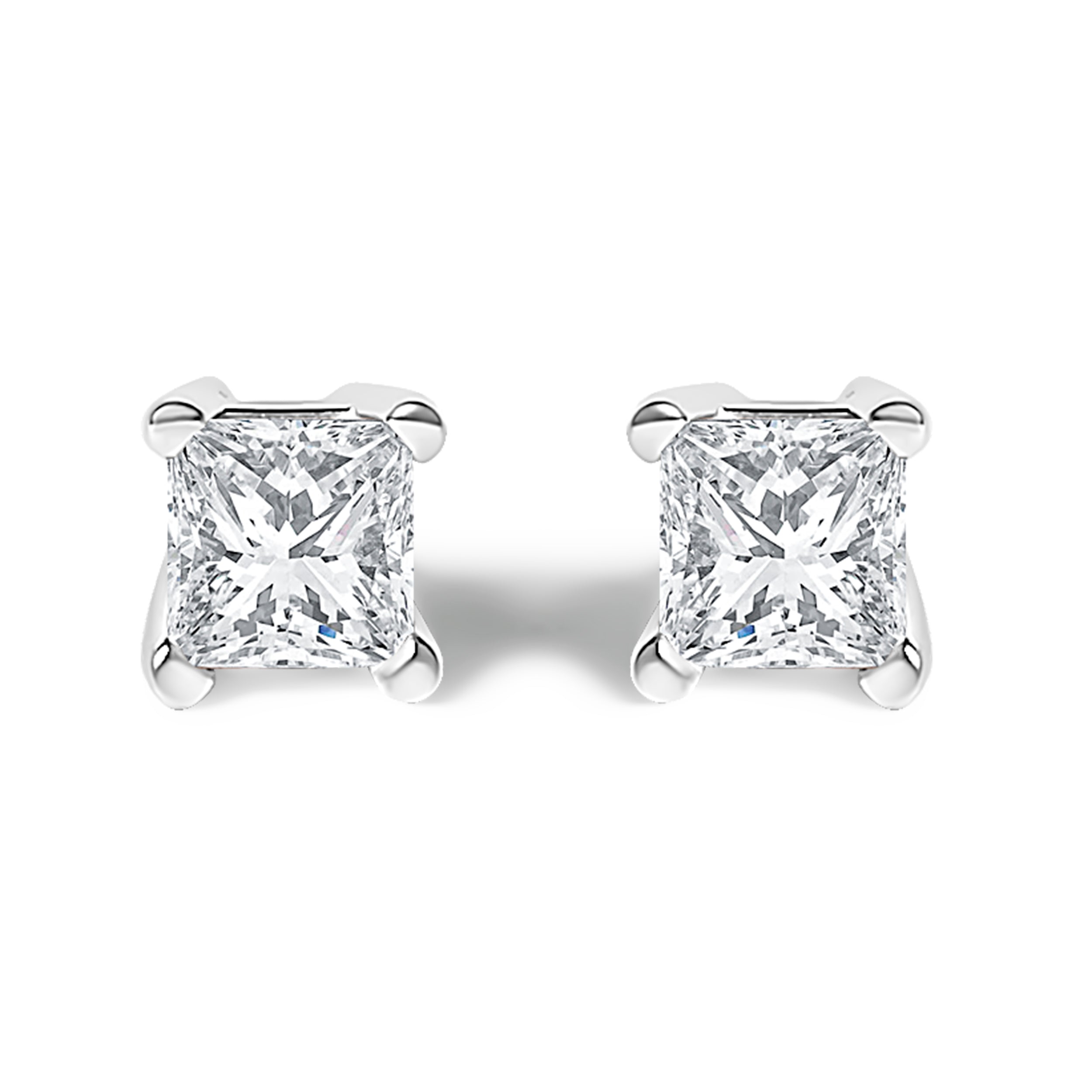 14K White Gold 1/2 Cttw Princess Cut Lab Grown Diamond Solitaire Stud Earrings (F-G Color, VS2-SI1 Clarity)