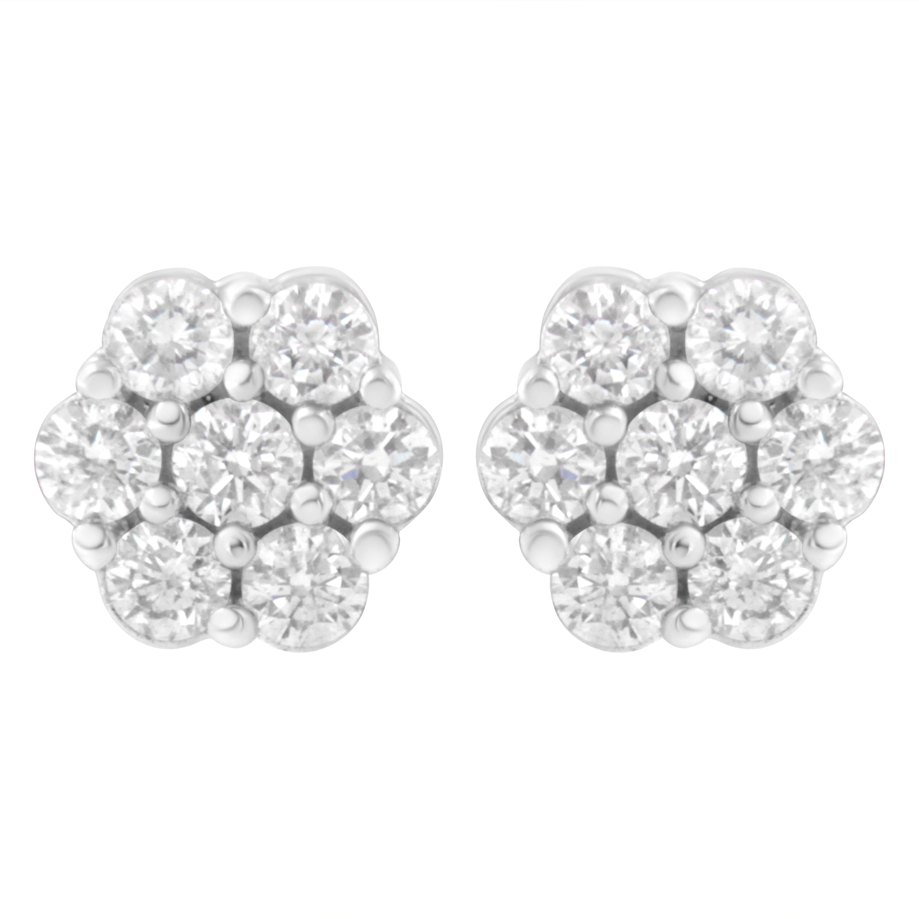 14KT White Gold 1 cttw Diamond Composite Stud Earrings (I-J, SI2-I1)
