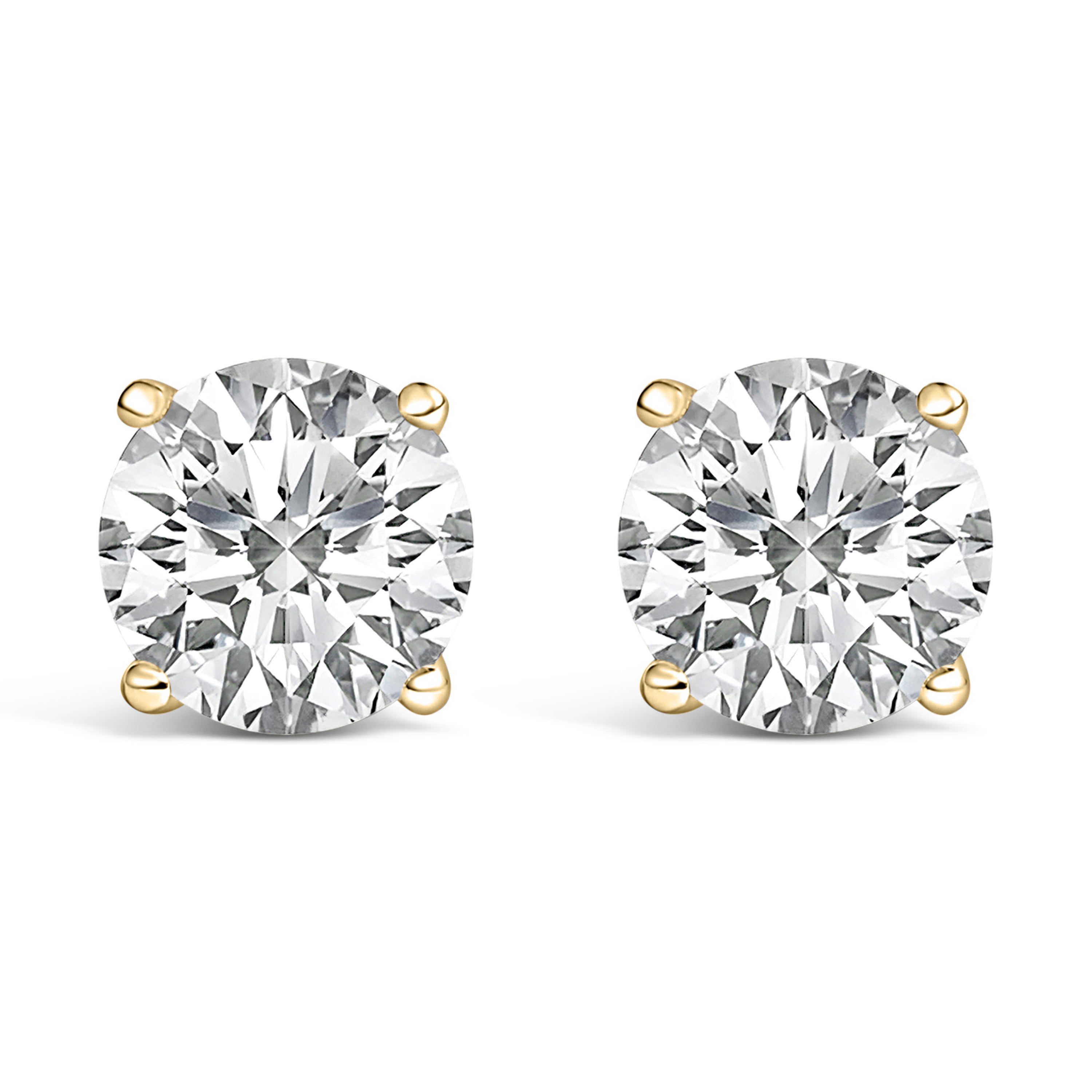 14K White Gold 4.0 Cttw Round Lab Grown Diamond Solitaire Stud Earrings with Screw Backs