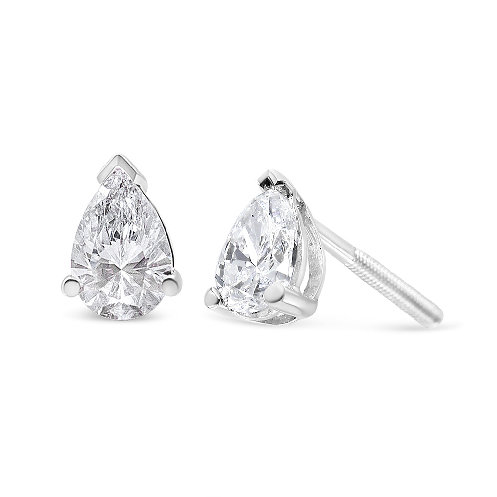 14K White Gold 1/2 Cttw Pear Shape Solitaire Lab Grown Diamond Stud Earrings (F-G Color, VS2-SI1 Clarity)