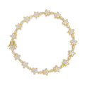 14K White Gold 1 1/5 Cttw Round Diamond Flower Blossom Link Bracelet (H-I Color, SI1-SI2 Clarity) - Size 7"