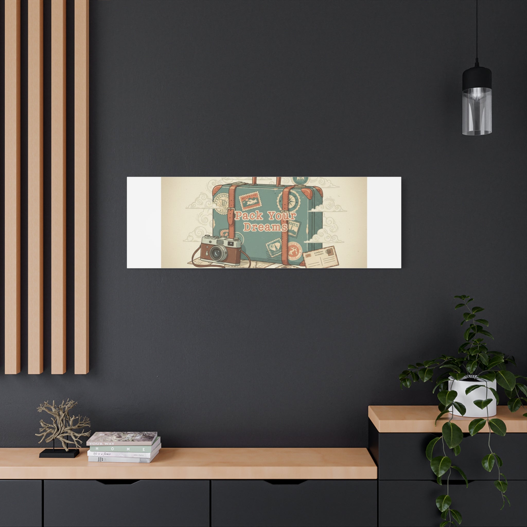 Pack Your Dreams Canvas | Retro Travel Postcard, Wanderlust Passport Stamp Art