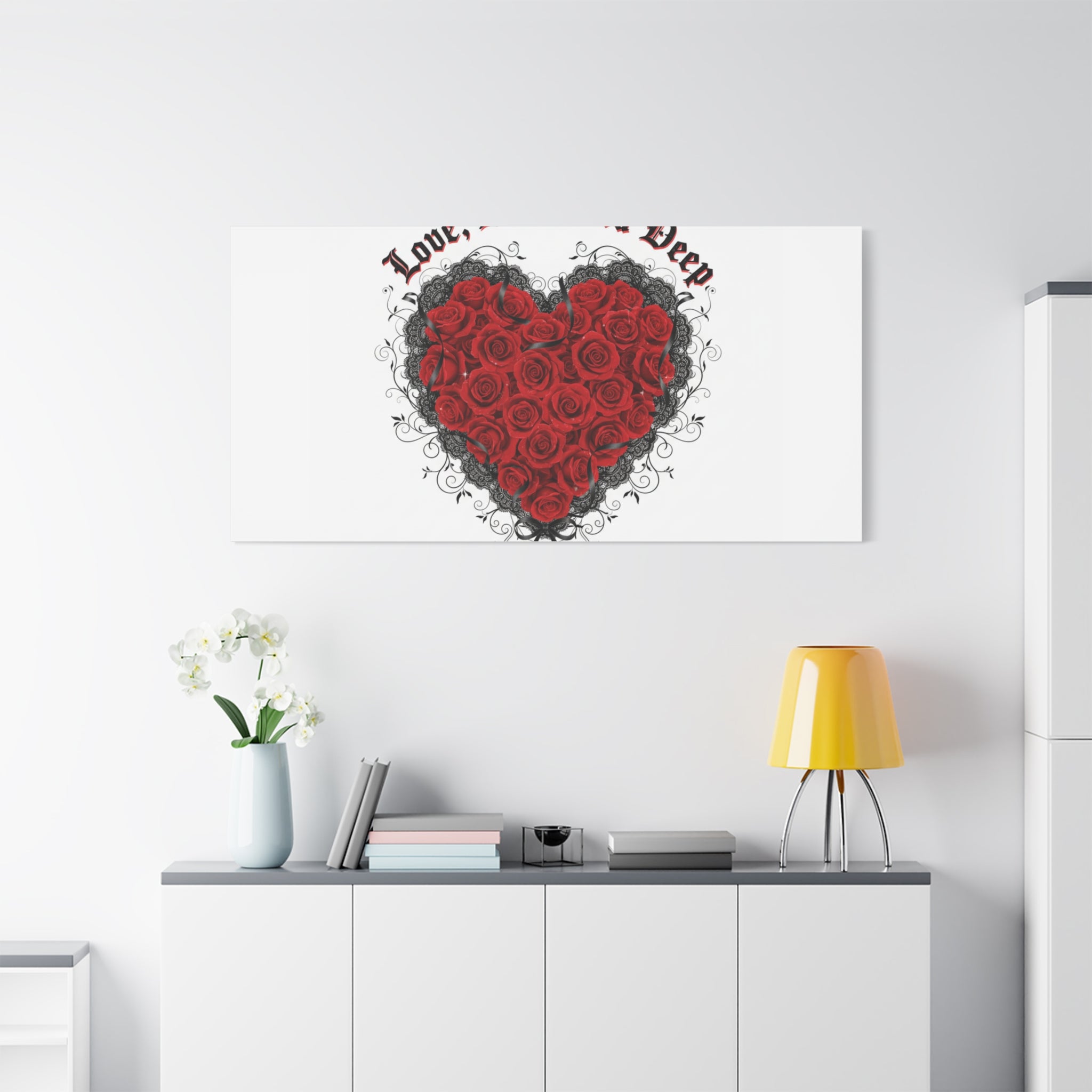 Love Dark and Deep Heart Canvas, Nu Romantic Gothic Romance, 80s Nostalgia