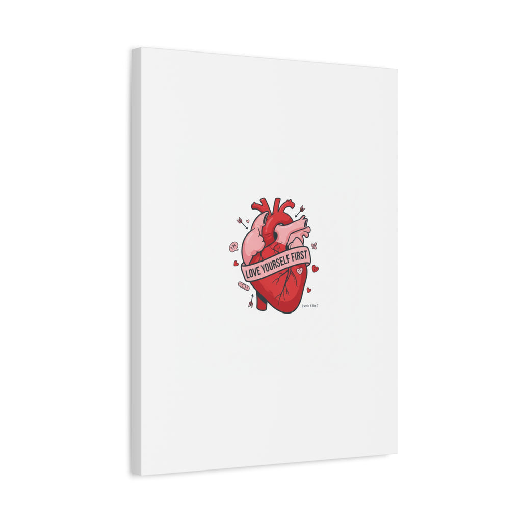Love Yourself First Canvas, Hearts-with-a-Twist, Anti-Valentine Art