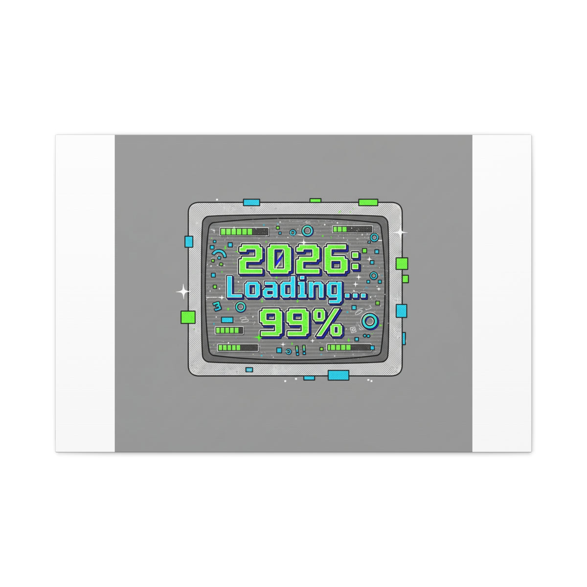 2026 Loading 99% Canvas | NYE countdown, retro system interface