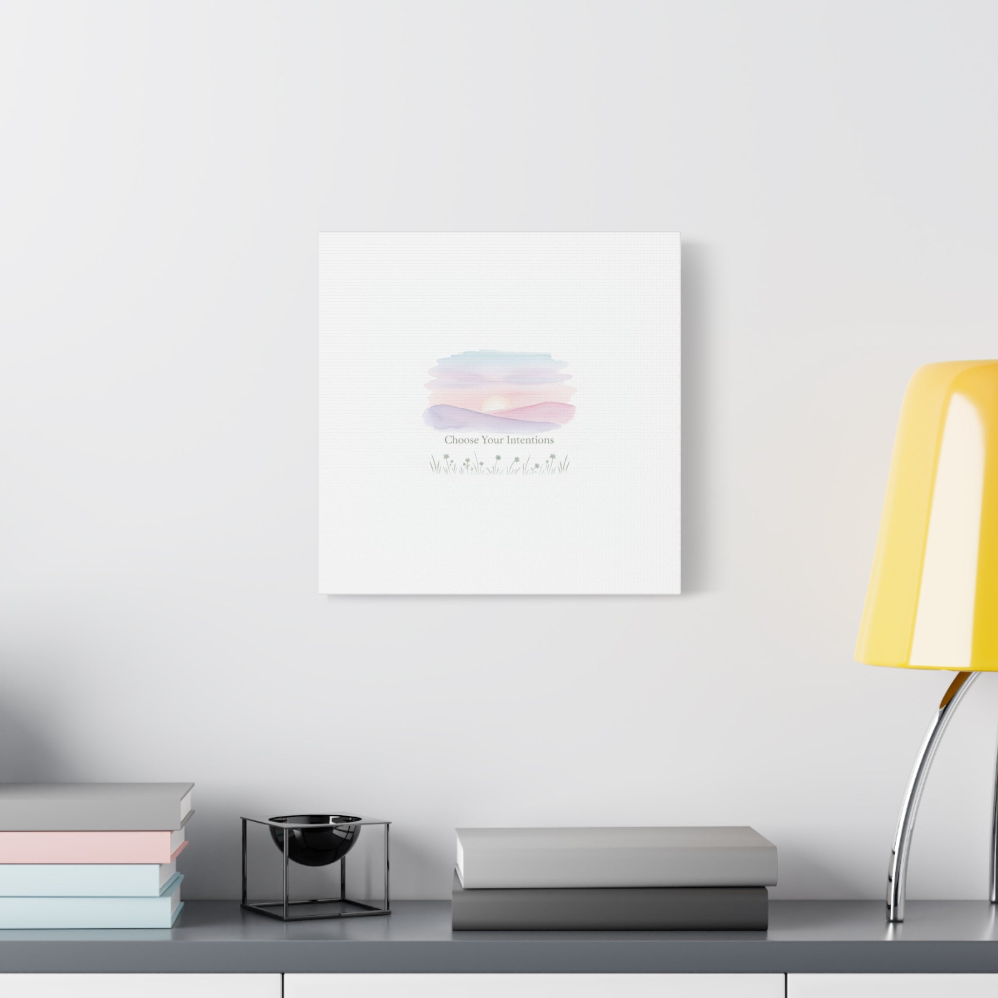 Choose Your Intentions Canvas, soft wellness poster, pastel gradient mindfulness art