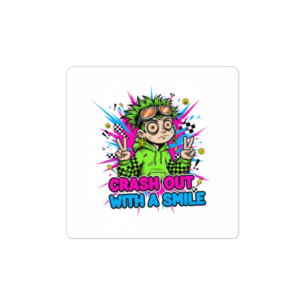 Crash Out With A Smile Sticker | neon meltdown, crash out sticker